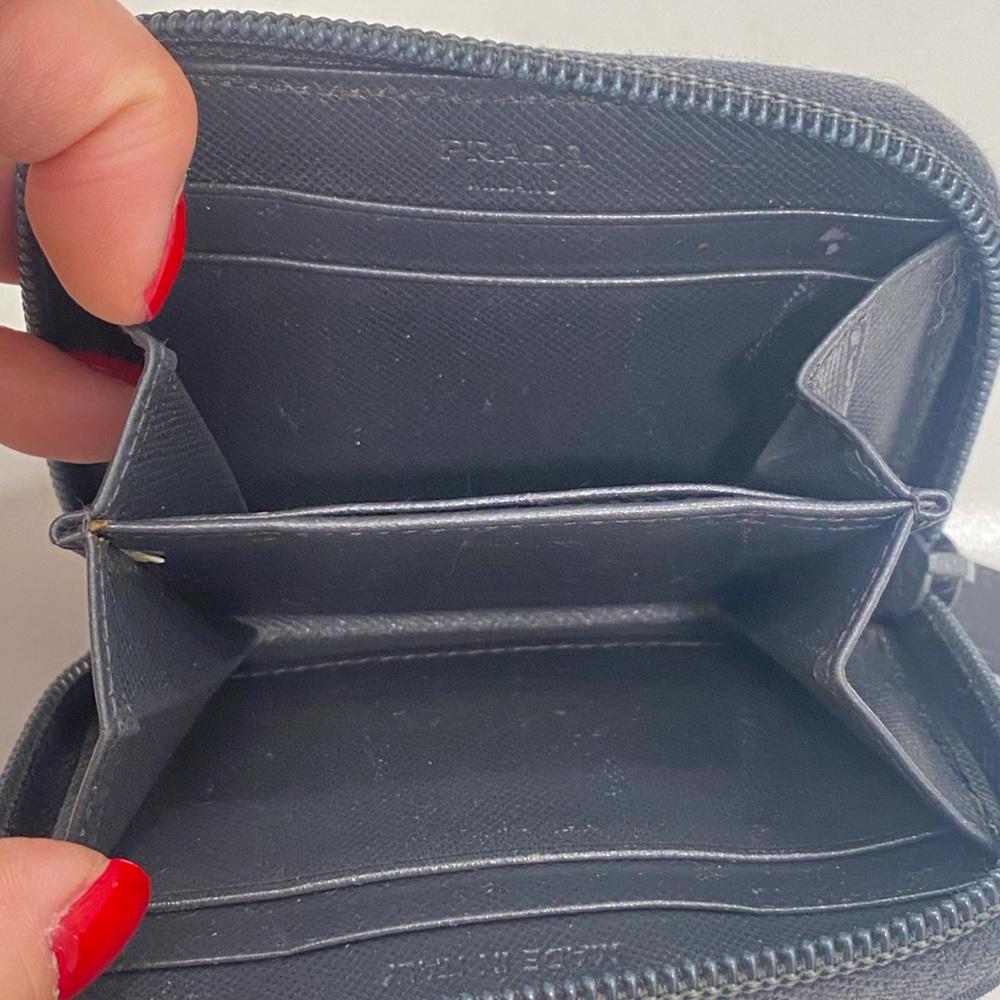 Prada dark gray/black mini wallet / card holder - Picture 4 of 4